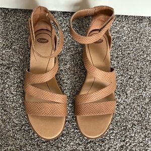 Dr. Schools Tan Sandals with Wedge Heel Size 9